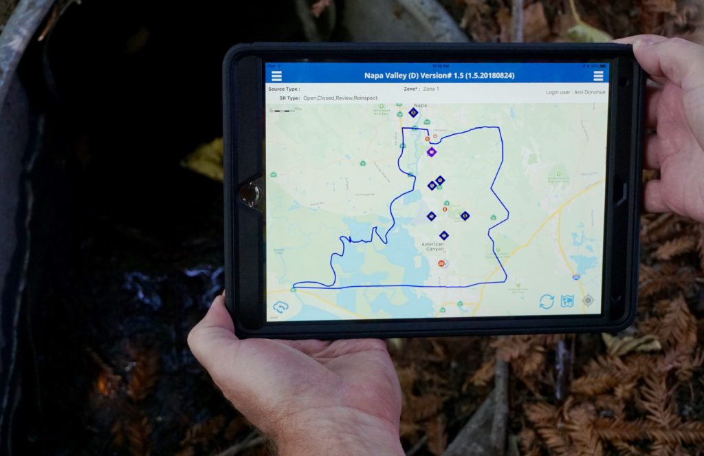 map of area loaded on a tablet