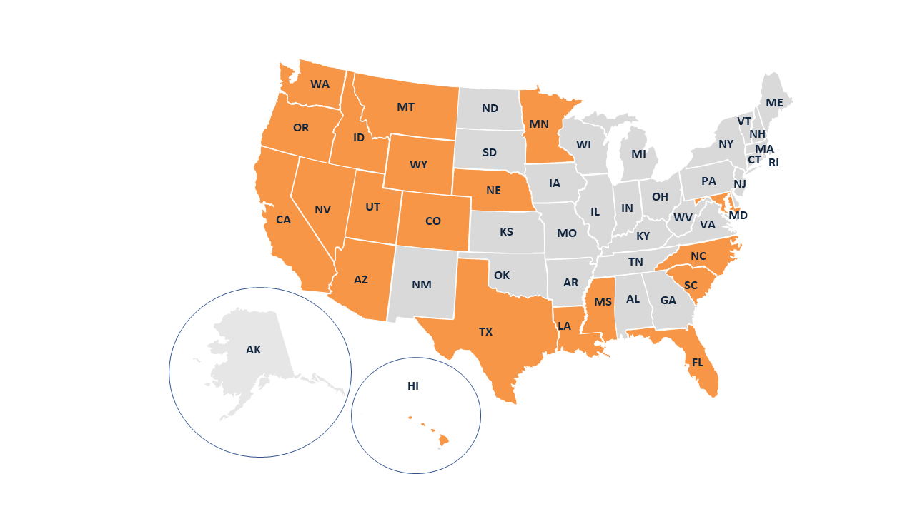 map of united states of america